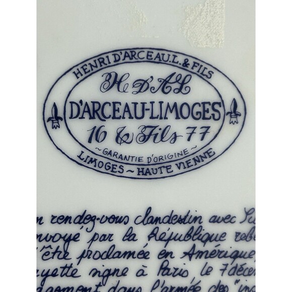 Vintage D’Arceau Limoges France Plate Fait A La Main No.213 1973 Collectible - Picture 6 of 9